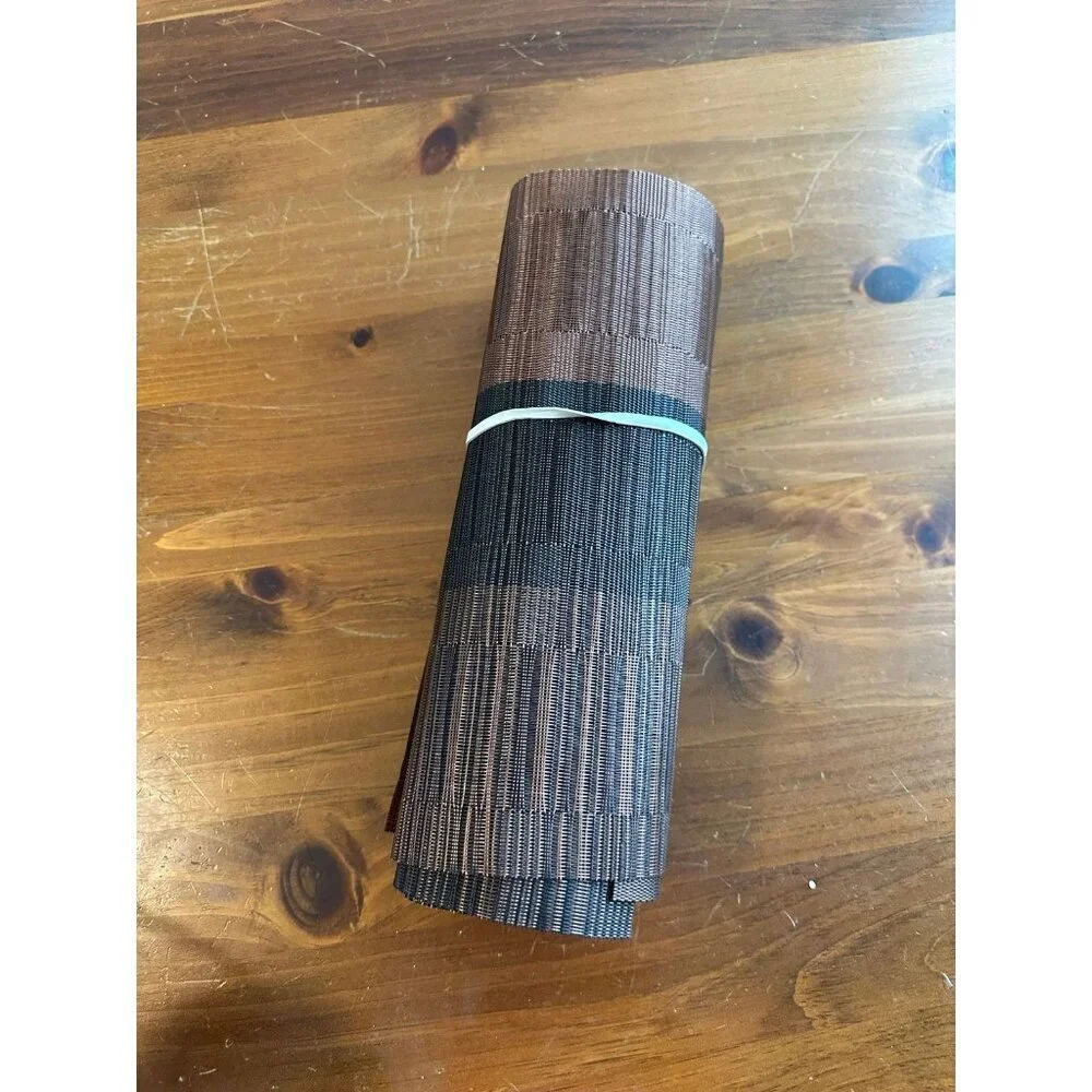Set of 4 Woven Vinyl Placemats - Brown & Black Striped